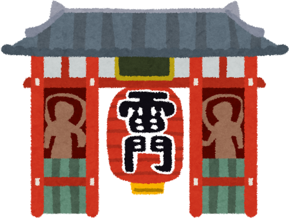 Illustration of Kaminarimon Gate with Lantern